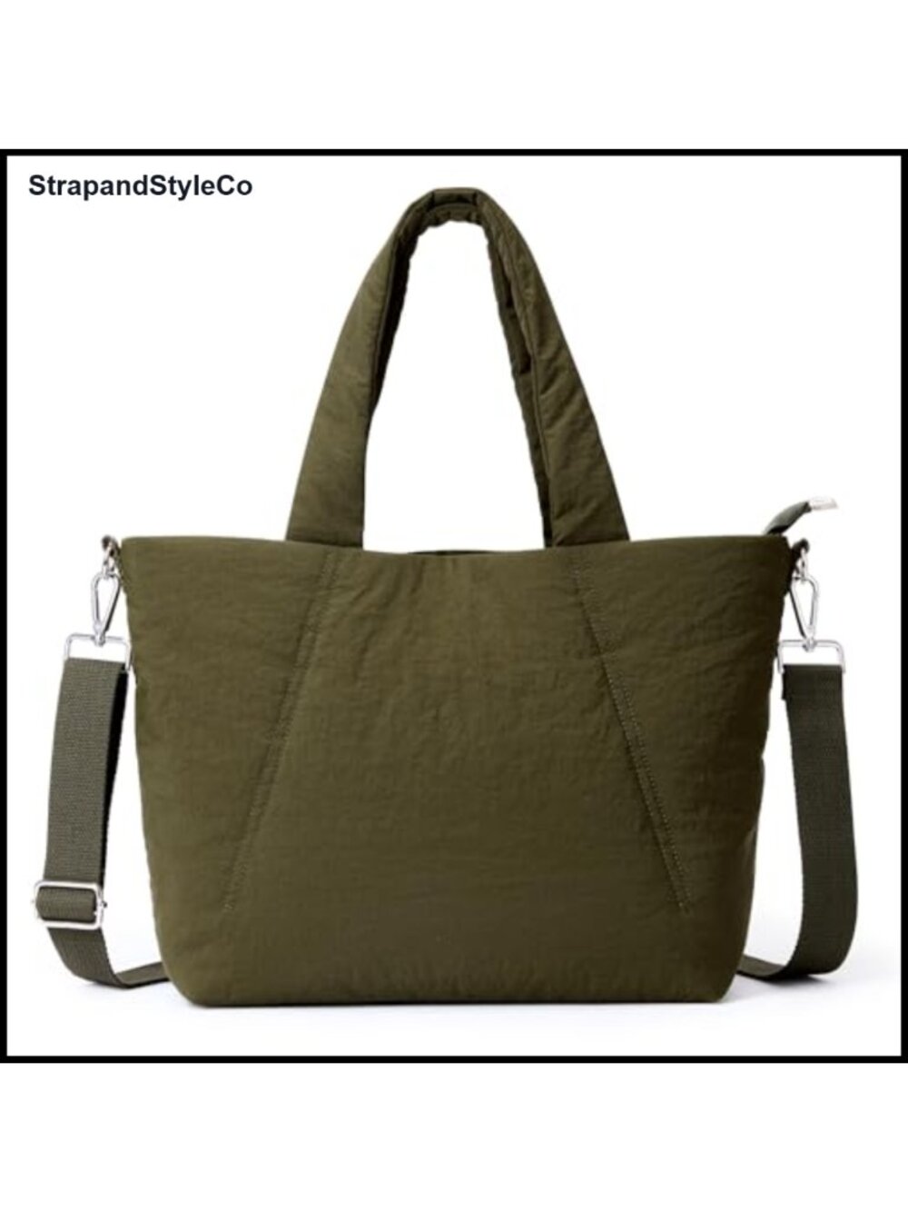 Quilted Padded Tote Bag Soft Lightweight Water Resistant Crossbody Laptop Purse